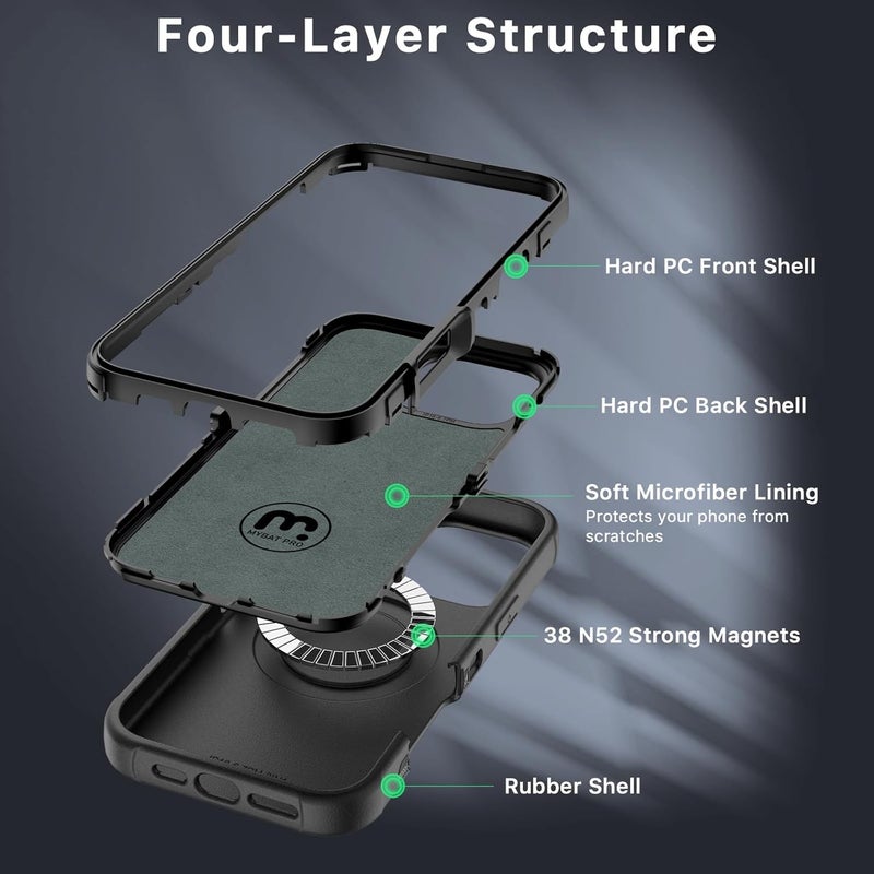 M MYBAT PRO for iPhone 16 Pro Max Case,Maverick Series Case with Belt Clip Holster,[Compatible with Magsafe] w/Screen Protector,Anti-Drop,Shockproof,w 360°Rotating Kickstand,Heavy Duty Protection - Image 4